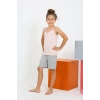 MARSiLYAN- Kız Çocuk İp Askılı Şortlu Penye Pembe Pijama Takım
