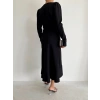 MARSiLYAN- Krep Kumaş Midi Boy Kuşaklı Uzunkol Elbise 113 Cm