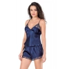 MARSiLYAN-  Lacivert Saten Babydoll Şort Takımı