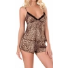 MARSiLYAN-  Leopar Saten Babydoll Şort Takımı Zarif Kadın Gece Giyim