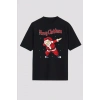 MARSiLYAN- Merry Christmas Baskılı Noel Babalı T-shirt - Siyah