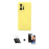 MARSİLYAN™- Mi 11T Pro Kılıf Ahenk Serisi - Siyah 3D Antistatik Mat Seramik Nano Ekran Koruyucu + Kamera Lens Koruma Cam - SF