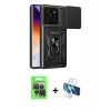 MARSİLYAN™- Mi 14T Pro Kılıf Ahenk Klasik - Siyah 3D Antistatik Seramik Nano Ekran Koruyucu + Raze Metal Kamera Lens - SH