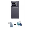 MARSİLYAN™- Mi 14T Pro Kılıf Eksen Form Prime - Siyah 3D Antistatik Seramik Nano Ekran Koruyucu + PVD Metal Kamera Lens - GS