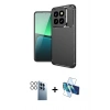 MARSİLYAN™- Mi 14T Pro Kılıf Eksen Form Prime - Siyah 3D Antistatik Seramik Nano Ekran Koruyucu + PVD Metal Kamera Lens - SH