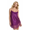 MARSiLYAN-  Mor Saten Mini Gecelik Zarif Kadın Gece Elbisesi