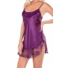 MARSiLYAN-  Mor Saten Mini Gecelik Zarif Kadın Gece Elbisesi