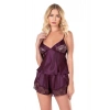 MARSiLYAN-  Mürdüm Saten Babydoll Şort Takımı