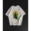 MARSiLYAN- Ön Ve Arka Baskılı Oversize Bisiklet Yaka T-shirt- Beyaz
