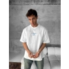 MARSiLYAN- Ön Ve Arka Baskılı Oversize Bisiklet Yaka T-shirt- Beyaz