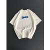 MARSiLYAN- Ön Ve Arka Baskılı Oversize Bisiklet Yaka T-shirt- Beyaz