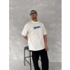 MARSiLYAN- Ön Ve Arka Baskılı Oversize Bisiklet Yaka T-shirt- Beyaz