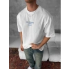 MARSiLYAN- Ön Ve Arka Baskılı Oversize Bisiklet Yaka T-shirt- Beyaz