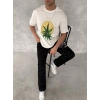 MARSiLYAN- Ön Ve Arka Baskılı Oversize Bisiklet Yaka T-shirt- Beyaz