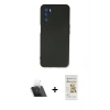 MARSİLYAN™- Oppo A16 Kılıf Ahenk Serisi - Siyah Mat Seramik Nano Ekran Koruyucu + Kamera Lens Koruma Cam - SF