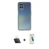 MARSİLYAN™- Oppo A54 4G Kılıf Ahenk Çizgi Serisi - Şeffaf Pasifik Cam Ekran Koruyucu + Kamera Lens Koruma Cam - SF