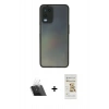 MARSİLYAN™- Oppo A54 4G Kılıf Ahenk Çizgi Serisi - Siyah Mat Seramik Nano Ekran Koruyucu + Kamera Lens Koruma Cam - SF