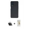 MARSİLYAN™- Oppo A54 4G Kılıf Ahenk Serisi - Siyah Mat Seramik Nano Ekran Koruyucu + Kamera Lens Koruma Cam - SF