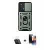 MARSİLYAN™- Oppo A74 4G Kılıf Ahenk Klasik - Siyah 3D Antistatik Mat Seramik Nano Ekran Koruyucu + Kamera Lens Koruma Cam - SF