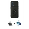 MARSİLYAN™- Oppo A74 4G Kılıf Ahenk Klasik - Siyah 3D Antistatik Seramik Nano Ekran Koruyucu + Kamera Lens Koruma Cam - SF
