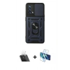 MARSİLYAN™- Oppo A74 4G Kılıf Ahenk Klasik - Siyah 3D Antistatik Seramik Nano Ekran Koruyucu + Kamera Lens Koruma Cam - SF