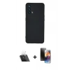 MARSİLYAN™- Oppo A74 4G Kılıf Ahenk Serisi - Siyah 3D Antistatik Mat Seramik Nano Ekran Koruyucu + Kamera Lens Koruma Cam - SF