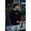 MARSiLYAN- Oversize Bisiklet Yaka Üç İplik Baskılı SweatShirt - Siyah