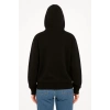 MARSiLYAN- Oversize Kapüşonlu Sweatshirt  Hoodie 3 İplik Şardonlu Pamuklu Kumaş, Önü Baskılı, Fermuarlı Rahat Kalıp, Kışlık Ve Sokak Stili Sweat - Siyah