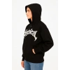 MARSiLYAN- Oversize Kapüşonlu Sweatshirt  Hoodie 3 İplik Şardonlu Pamuklu Kumaş, Önü Baskılı, Fermuarlı Rahat Kalıp, Kışlık Ve Sokak Stili Sweat - Siyah