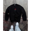 MARSiLYAN- Oversize Üç İplik Bisiklet Yaka Baskılı SweatShirt - Siyah