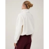 MARSiLYAN- Oversize Yarım Farmuarlı Yakalı Basic SweatShirt - Beyaz