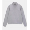 MARSiLYAN- Oversize Yarım Farmuarlı Yakalı Basic SweatShirt - Gri