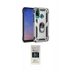 MARSİLYAN™- P40 Lite E Kılıf Ahenk Klasik Koleksiyonu - Siyah 5D Hayalet Cam Ekran Koruyucu