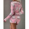 MARSiLYAN- Pamuklu Pembe Hello Kitty Desenli Düğmeli Uzun Kol Tulum Pijama