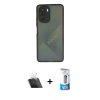 MARSİLYAN™- Poco F3 Kılıf Ahenk Çizgi Serisi - Siyah 5D Eko Cam Ekran Koruyucu + Kamera Lens Koruma Cam - SF