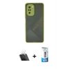 MARSİLYAN™- Poco F3 Kılıf Ahenk Çizgi Serisi - Siyah 5D Eko Cam Ekran Koruyucu + Kamera Lens Koruma Cam - SF