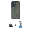 MARSİLYAN™- Poco F3 Kılıf Ahenk Çizgi Serisi - Siyah 5D Eko Cam Ekran Koruyucu + Kamera Lens Koruma Cam - SF