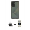 MARSİLYAN™- Poco F3 Kılıf Ahenk Çizgi Serisi - Siyah 5D Hayalet Cam Ekran Koruyucu + Kamera Lens Koruma Cam - SF