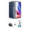 MARSİLYAN™- Poco F3 Kılıf Eksen Form Prime - Siyah 5D Eko Cam Ekran Koruyucu + Kamera Lens Koruma Cam - SF