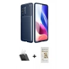 MARSİLYAN™- Poco F3 Kılıf Eksen Form Prime - Siyah Mat Seramik Nano Ekran Koruyucu + Kamera Lens Koruma Cam - SF