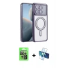 MARSİLYAN™- Poco X6 Pro Kılıf Zirve Doku Prime - Siyah 3D Antistatik Seramik Nano Ekran Koruyucu + Raze Metal Kamera Lens - GS