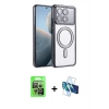 MARSİLYAN™- Poco X6 Pro Kılıf Zirve Doku Prime - Siyah 3D Antistatik Seramik Nano Ekran Koruyucu + Raze Metal Kamera Lens - GS