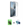 MARSİLYAN™- Poco X6 Pro Kılıf Zirve Doku - Siyah 3D Antistatik Seramik Nano Ekran Koruyucu + Raze Metal Kamera Lens - SH