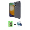 MARSİLYAN™- Poco X7 Pro Kılıf Eksen Form Prime - Siyah 3D Antistatik Cam Ekran Koruyucu + Raze Metal Kamera Lens - GS