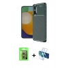 MARSİLYAN™- Poco X7 Pro Kılıf Eksen Form Prime - Siyah 3D Antistatik Cam Ekran Koruyucu + Raze Metal Kamera Lens - GS