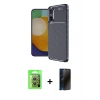 MARSİLYAN™- Poco X7 Pro Kılıf Eksen Form Prime - Siyah 3D Antistatik Hayalet Cam Ekran Koruyucu + Raze Metal Kamera Lens - GS