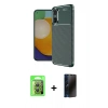 MARSİLYAN™- Poco X7 Pro Kılıf Eksen Form Prime - Siyah 3D Antistatik Hayalet Cam Ekran Koruyucu + Raze Metal Kamera Lens - GS