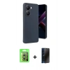 MARSİLYAN™- Poco X7 Pro Kılıf Kıvılcım Işık Serisi - Siyah 3D Antistatik Hayalet Cam Ekran Koruyucu + Raze Metal Kamera Lens - GS