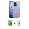 MARSİLYAN™- Poco X7 Pro Kılıf Kıvılcım Minimal Özel Seri - Şeffaf Pasifik Cam Ekran Koruyucu + Raze Metal Kamera Lens - GS