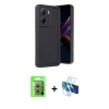 MARSİLYAN™- Poco X7 Pro Kılıf Yankı Yansıma Özel Seri - Siyah 3D Antistatik Cam Ekran Koruyucu + Gümüş Raze Metal Kamera Lens